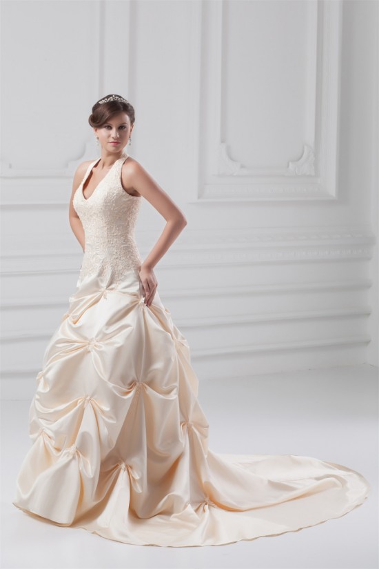 Fashionable Sleeveless Ball Gown Satin Halter Wedding Dresses with Color 2031194 Fashionable Sleeveless Ball Gown Satin Halter Wedding Dresses with Color 2031194