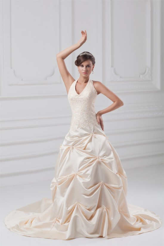 Fashionable Sleeveless Ball Gown Satin Halter Wedding Dresses with Color 2031194 Fashionable Sleeveless Ball Gown Satin Halter Wedding Dresses with Color 2031194
