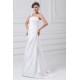 Fashionable Sleeveless One-Shoulder Satin A-Line Best Wedding Dresses 2031195