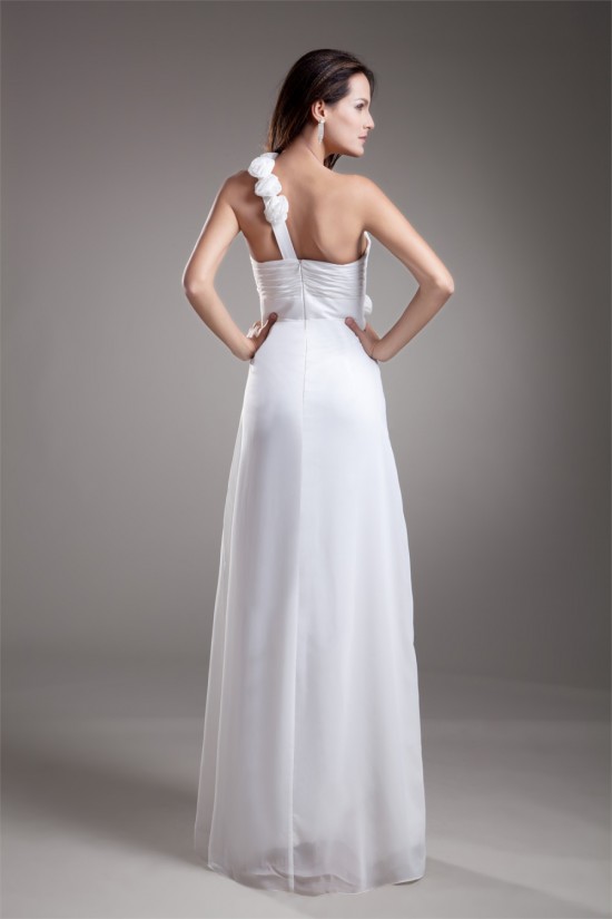 Chiffon Satin One-Shoulder A-Line Sleeveless Floor-Length Wedding Dresses 2031202 Chiffon Satin One-Shoulder A-Line Sleeveless Floor-Length Wedding Dresses 2031202