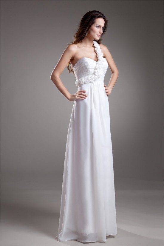 Chiffon Satin One-Shoulder A-Line Sleeveless Floor-Length Wedding Dresses 2031202 Chiffon Satin One-Shoulder A-Line Sleeveless Floor-Length Wedding Dresses 2031202