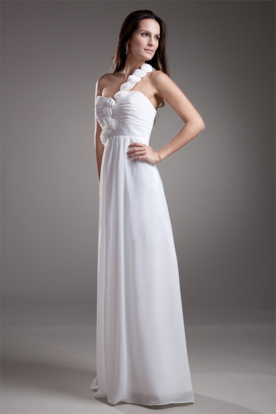 Chiffon Satin One-Shoulder A-Line Sleeveless Floor-Length Wedding Dresses 2031202 Chiffon Satin One-Shoulder A-Line Sleeveless Floor-Length Wedding Dresses 2031202
