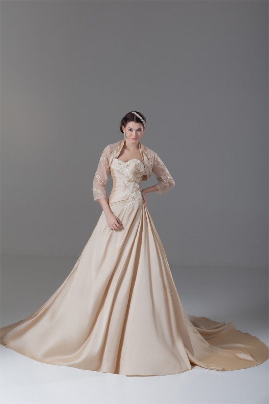 A-Line Taffeta Sweetheart Sleeveless Wedding Dresses with A Lace Jacket 2031211 A-Line Taffeta Sweetheart Sleeveless Wedding Dresses with A Lace Jacket 2031211