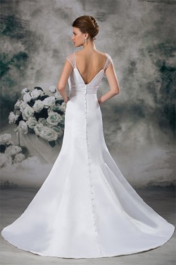 Latest Design Cowl Mermaid/Trumpet Satin Beaded Wedding Dresses 2031229