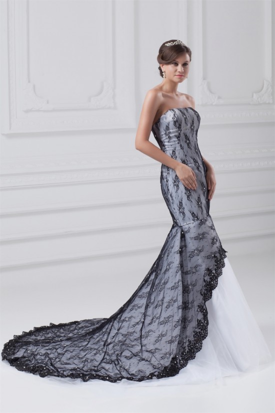 Mermaid/Trumpet Beading Satin Lace Tulle Wedding Dresses 2031230 Mermaid/Trumpet Beading Satin Lace Tulle Wedding Dresses 2031230