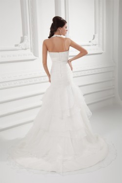 Mermaid/Trumpet Satin Organza Sleeveless New Arrival Wedding Dresses 2031231
