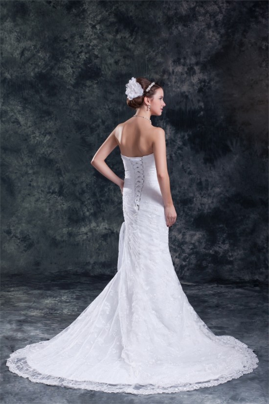Mermaid/Trumpet Strapless Satin Lace Sleeveless New Arrival Wedding Dresses 2031240 Mermaid/Trumpet Strapless Satin Lace Sleeveless New Arrival Wedding Dresses 2031240