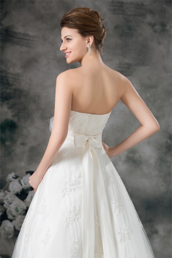 New Arrival Satin Lace Sweetheart A-Line Sleeveless Wedding Dresses 2031248