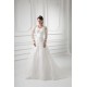 New Style A-Line Long Sleeve V-Neck Satin Organza Lace Wedding Dresses 2031258