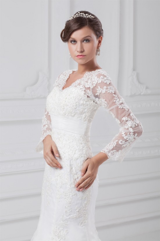 Satin Lace Organza Long Sleeve Mermaid/Trumpet Wedding Dresses 2031289