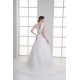 A-Line Satin Organza Sleeveless V-Neck Beaded Wedding Dresses 2031294