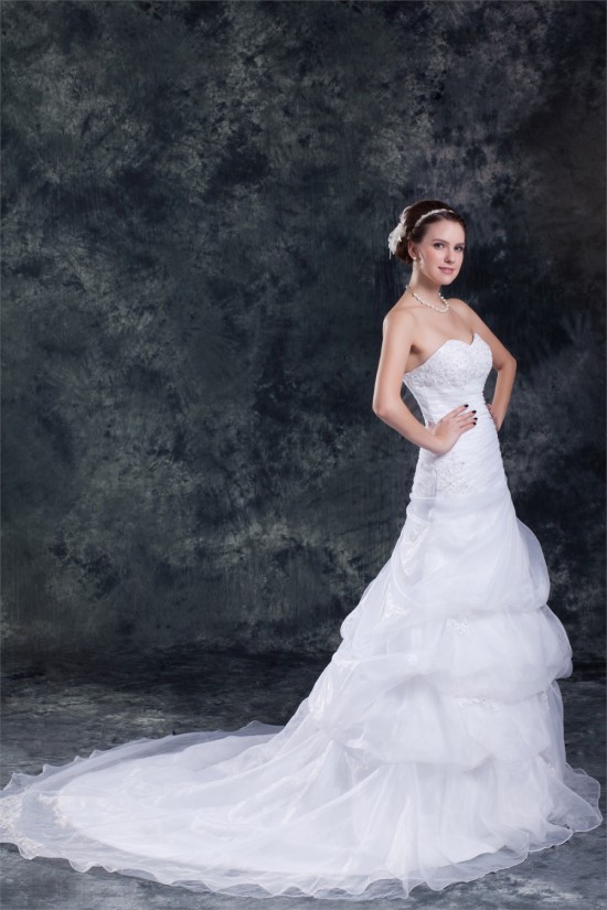 Satin Organza Sweetheart Sleeveless A-Line Most Beautiful Wedding Dresses 2031301 Satin Organza Sweetheart Sleeveless A-Line Most Beautiful Wedding Dresses 2031301