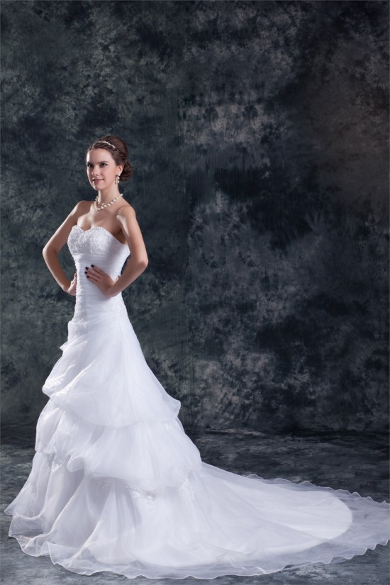 Satin Organza Sweetheart Sleeveless A-Line Most Beautiful Wedding Dresses 2031301 Satin Organza Sweetheart Sleeveless A-Line Most Beautiful Wedding Dresses 2031301