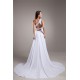 Sheath/Column Chiffon Silk like Satin One-Shoulder Beaded Wedding Dresses 2031307