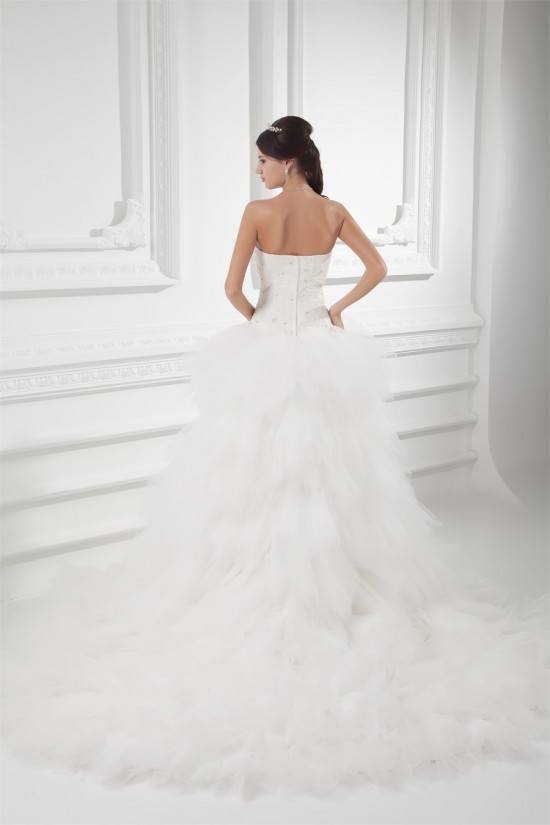 Sleeveless A-Line Strapless Satin Fine Netting Beaded Lace Wedding Dresses 2031315 Sleeveless A-Line Strapless Satin Fine Netting Beaded Lace Wedding Dresses 2031315