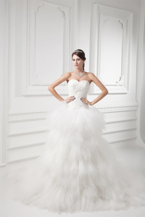 Sleeveless A-Line Strapless Satin Fine Netting Beaded Lace Wedding Dresses 2031315 Sleeveless A-Line Strapless Satin Fine Netting Beaded Lace Wedding Dresses 2031315