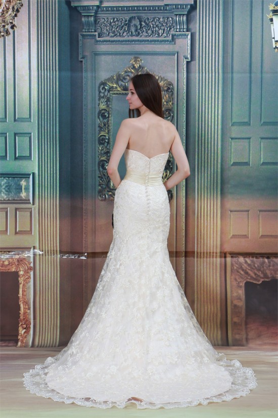 Sleeveless Mermaid/Trumpet Strapless Satin Lace Wedding Dresses 2031325 Sleeveless Mermaid/Trumpet Strapless Satin Lace Wedding Dresses 2031325