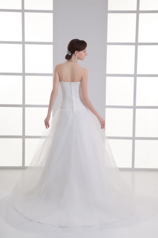 Sleeveless Satin Fine Netting A-Line Strapless Beaded Wedding Dresses 2031330 Sleeveless Satin Fine Netting A-Line Strapless Beaded Wedding Dresses 2031330