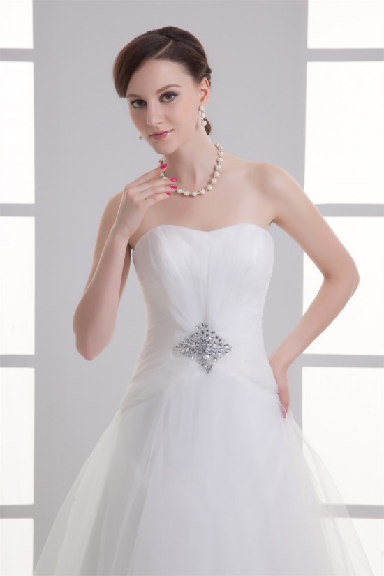 Sleeveless Satin Fine Netting A-Line Strapless Beaded Wedding Dresses 2031330 Sleeveless Satin Fine Netting A-Line Strapless Beaded Wedding Dresses 2031330