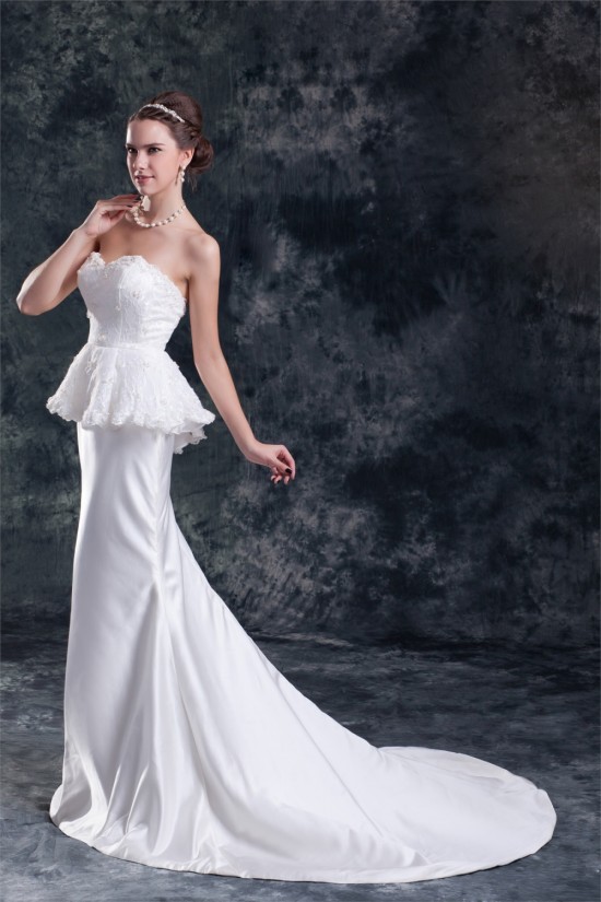 Sleeveless Satin Lace Sweetheart Mermaid/Trumpet Beautiful Wedding Dresses 2031333 Sleeveless Satin Lace Sweetheart Mermaid/Trumpet Beautiful Wedding Dresses 2031333