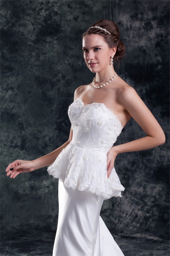 Sleeveless Satin Lace Sweetheart Mermaid/Trumpet Beautiful Wedding Dresses 2031333 Sleeveless Satin Lace Sweetheart Mermaid/Trumpet Beautiful Wedding Dresses 2031333