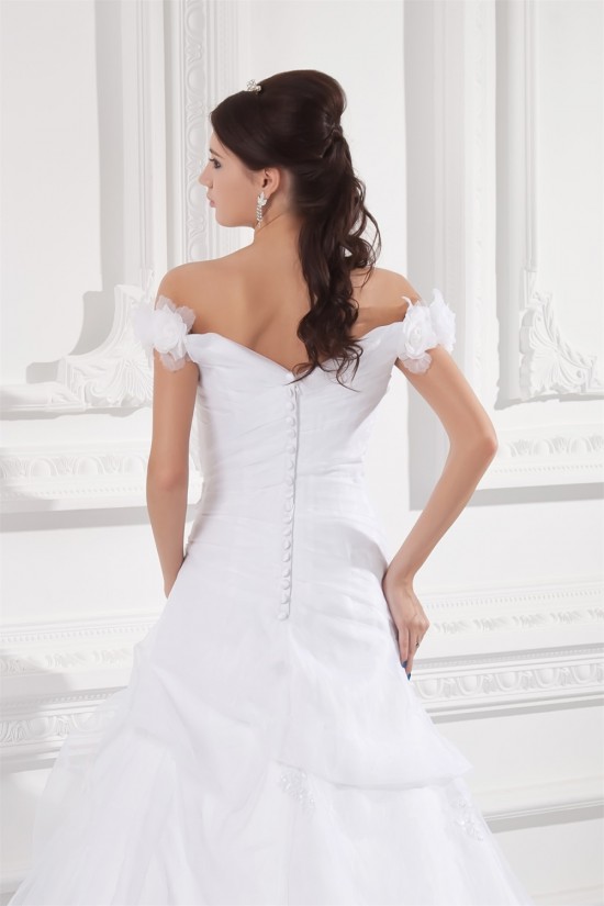 Sleeveless Satin Organza Off-the-Shoulder Sweet Wedding Dresses 2031334 Sleeveless Satin Organza Off-the-Shoulder Sweet Wedding Dresses 2031334