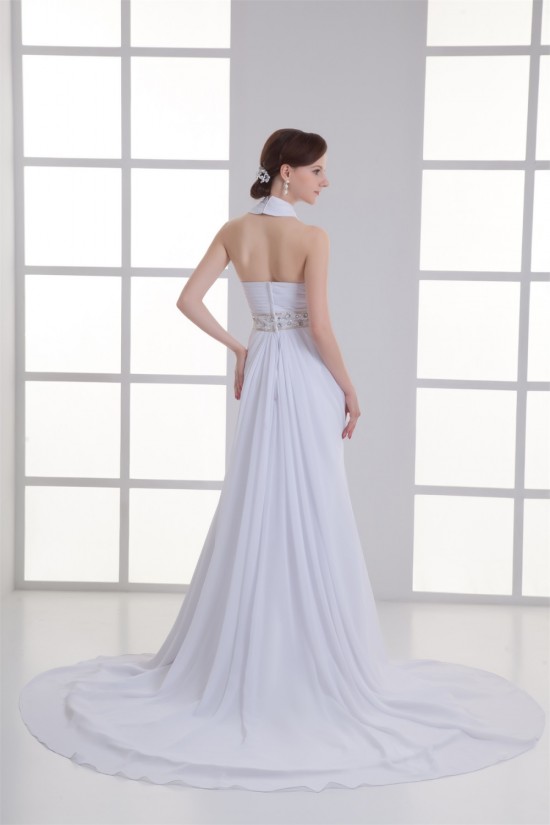Sleeveless Sheath/Column High-Neck Chiffon Beaded Wedding Dresses 2031339 Sleeveless Sheath/Column High-Neck Chiffon Beaded Wedding Dresses 2031339