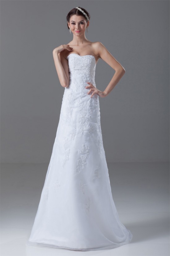 Sleeveless Soft Sweetheart A-Line Satin Organza Wedding Dresses 2031344 Sleeveless Soft Sweetheart A-Line Satin Organza Wedding Dresses 2031344