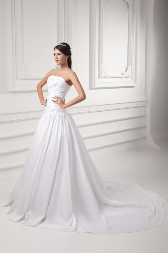 A-Line Soft Sweetheart Taffeta A-Line Wedding Dresses 2031347