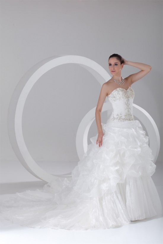 Sleeveless Sweetheart Satin Organza Princess Wedding Dresses 2031357 Sleeveless Sweetheart Satin Organza Princess Wedding Dresses 2031357