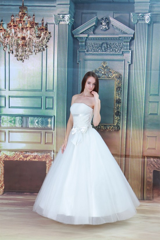Strapless Ball Gown Satin Fine Netting Sleeveless Wedding Dresses 2031363 Strapless Ball Gown Satin Fine Netting Sleeveless Wedding Dresses 2031363