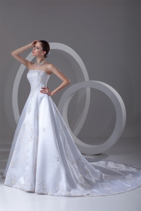 Strapless Sleeveless Satin A-Line Most Beautiful Wedding Dresses 2031373 Strapless Sleeveless Satin A-Line Most Beautiful Wedding Dresses 2031373