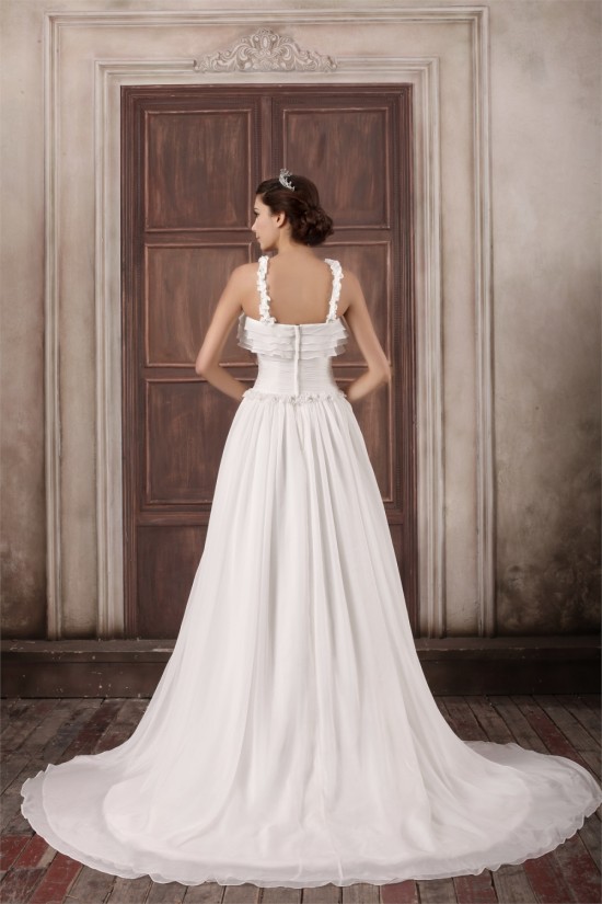 Straps Chiffon Elastic Woven Satin A-Line New Arrival Wedding Dresses 2031374
