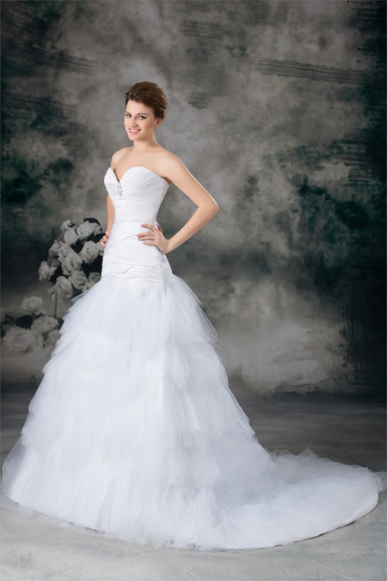 Sweetheart Satin Fine Netting Sleeveless Wedding Dresses 2031384 Sweetheart Satin Fine Netting Sleeveless Wedding Dresses 2031384