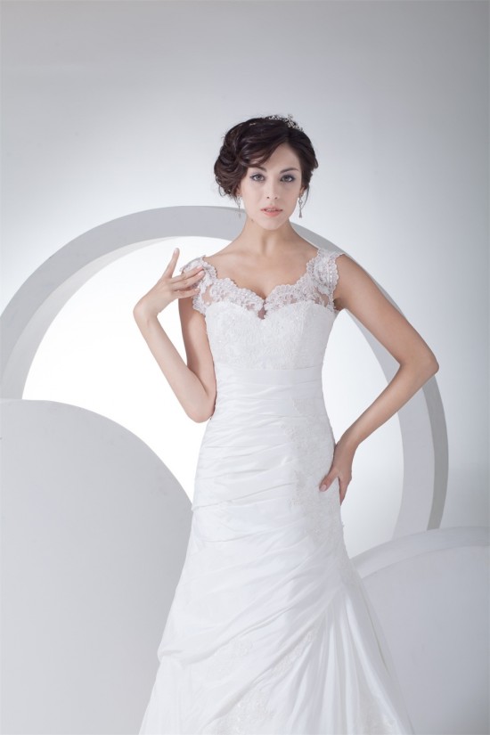 Fantastic Satin Taffeta Lace Mermaid/Trumpet Sleeveless Wedding Dresses 2030139 Fantastic Satin Taffeta Lace Mermaid/Trumpet Sleeveless Wedding Dresses 2030139
