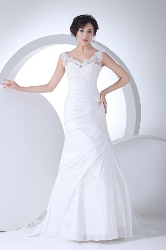 Fantastic Satin Taffeta Lace Mermaid/Trumpet Sleeveless Wedding Dresses 2030139 Fantastic Satin Taffeta Lace Mermaid/Trumpet Sleeveless Wedding Dresses 2030139
