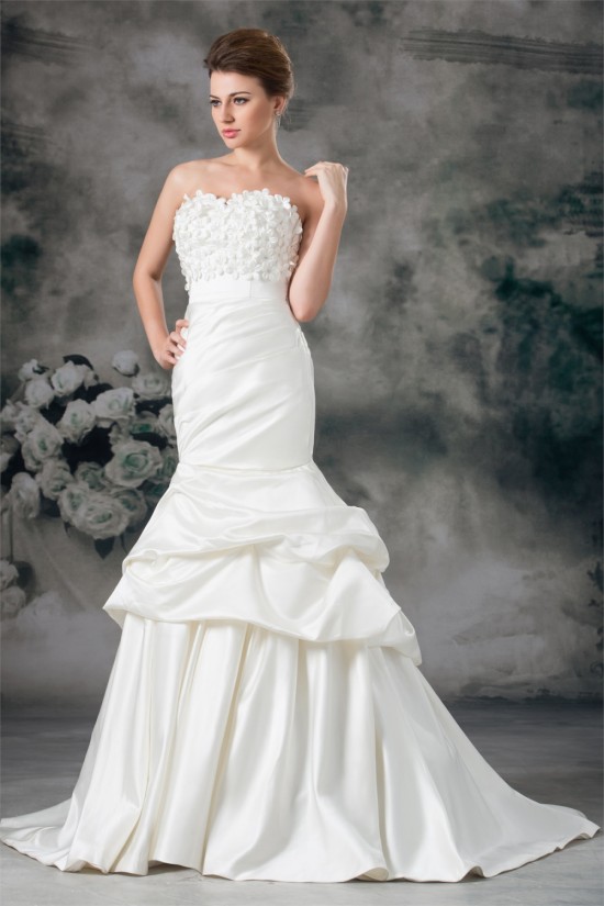Sweetheart Sleeveless Satin Mermaid/Trumpet Wedding Dresses 2031394