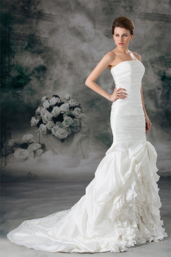 Taffeta Mermaid/Trumpet Strapless Sleeveless Embellished Wedding Dresses 2031400 Taffeta Mermaid/Trumpet Strapless Sleeveless Embellished Wedding Dresses 2031400