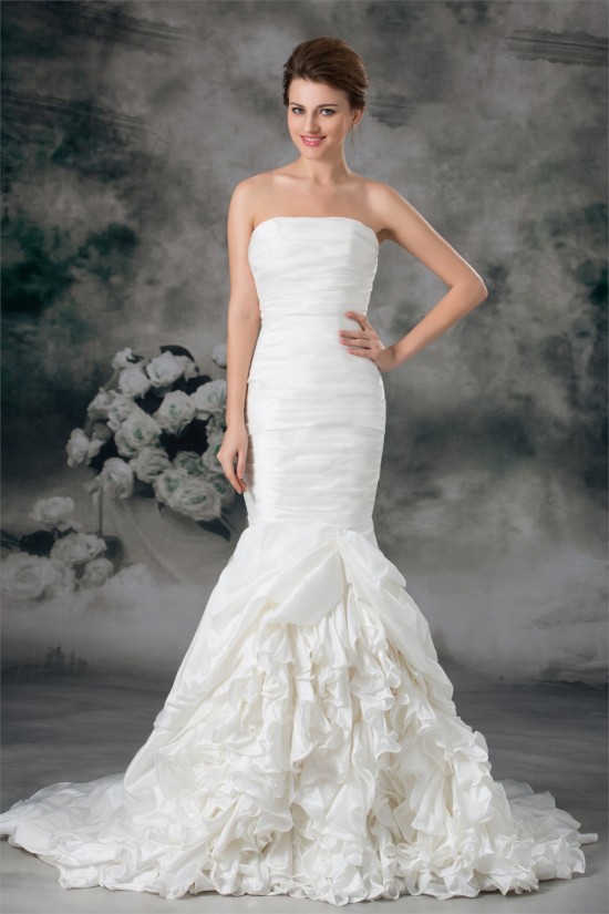 Taffeta Mermaid/Trumpet Strapless Sleeveless Embellished Wedding Dresses 2031400 Taffeta Mermaid/Trumpet Strapless Sleeveless Embellished Wedding Dresses 2031400