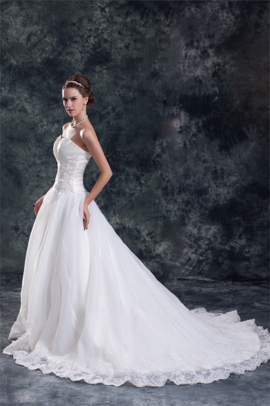 Unique Design A-Line Sleeveless Sweetheart Satin Sweet Wedding Dresses 2031407