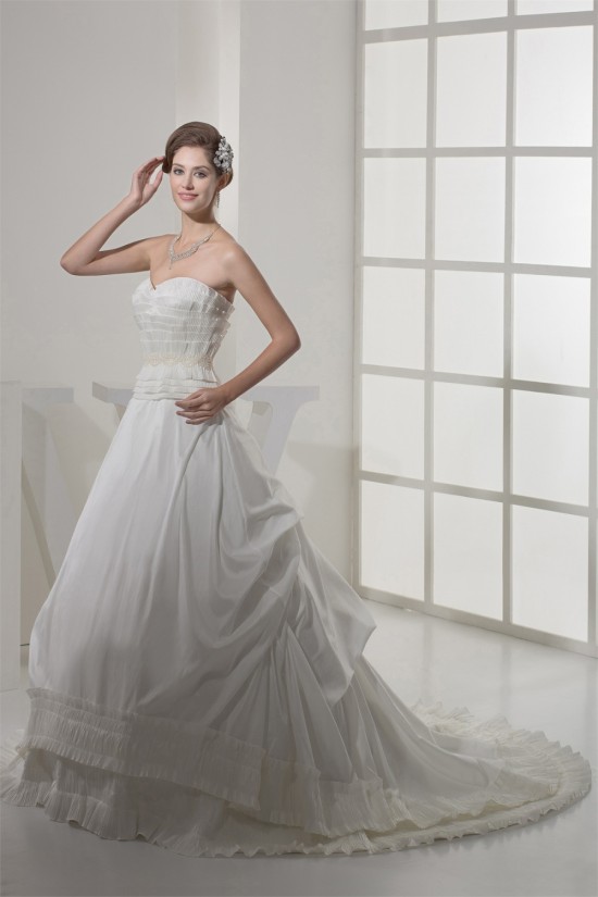 Fantastic Sleeveless A-Line Satin Taffeta Sweetheart Wedding Dresses 2030142 Fantastic Sleeveless A-Line Satin Taffeta Sweetheart Wedding Dresses 2030142