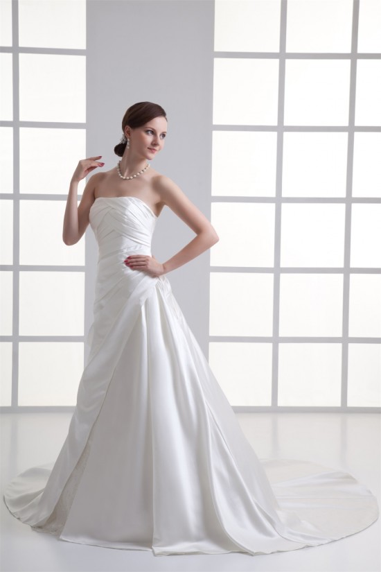 Wonderful Sleeveless Satin Soft Sweetheart A-Line Wedding Dresses 2031430