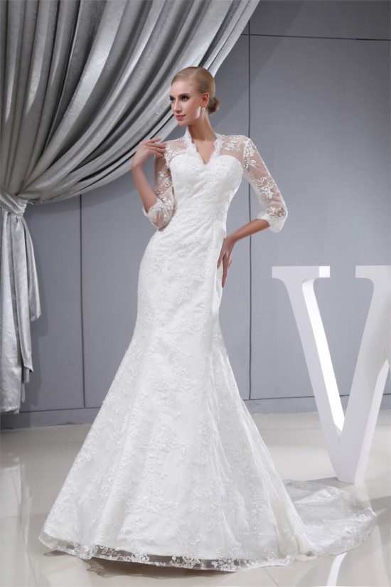 Fantastic Straps A-Line Satin Lace Long Sleeve Wedding Dresses 2030144 Fantastic Straps A-Line Satin Lace Long Sleeve Wedding Dresses 2030144