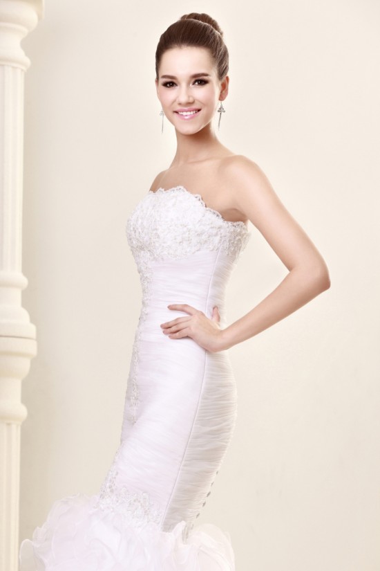 Trumpet/Mermaid Strapless Court Train Lace Wedding Dresses 2031445 Trumpet/Mermaid Strapless Court Train Lace Wedding Dresses 2031445