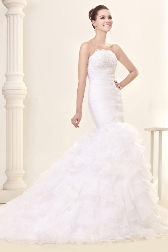 Trumpet/Mermaid Strapless Court Train Lace Wedding Dresses 2031445 Trumpet/Mermaid Strapless Court Train Lace Wedding Dresses 2031445