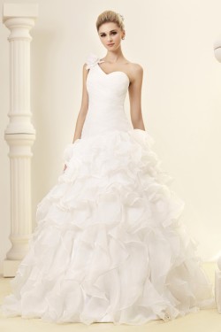 A-Line One-Shoulder Court Train Wedding Dresses 2031447