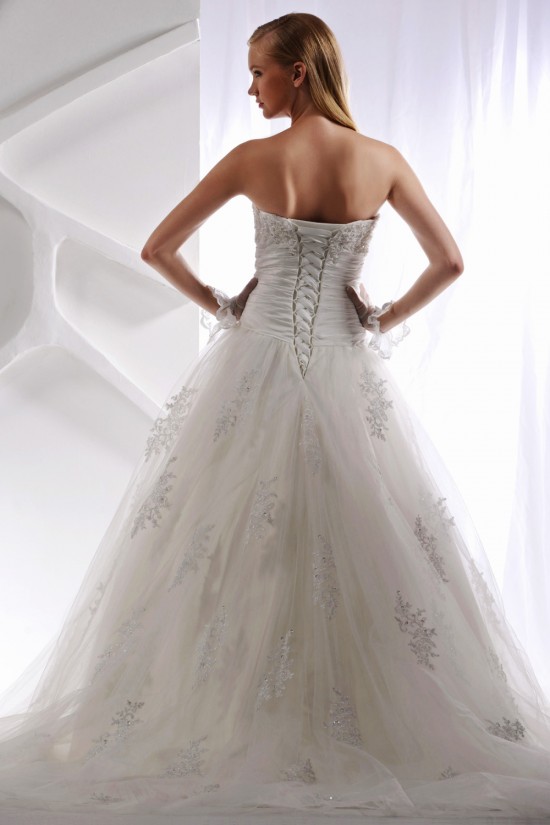 A-Line Strapless Court Train Beaded Lace Wedding Dresses 2031460 A-Line Strapless Court Train Beaded Lace Wedding Dresses 2031460