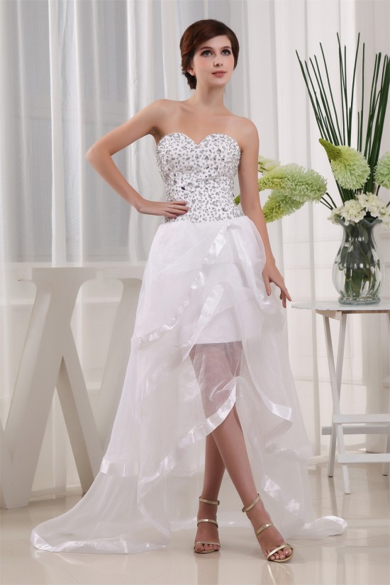 Floor-Length Sweetheart Satin Organza Beading Little White Dresses 2031489 Floor-Length Sweetheart Satin Organza Beading Little White Dresses 2031489