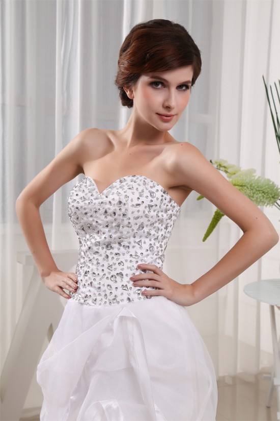 Floor-Length Sweetheart Satin Organza Beading Little White Dresses 2031489 Floor-Length Sweetheart Satin Organza Beading Little White Dresses 2031489