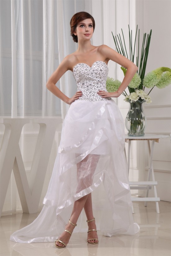 Floor-Length Sweetheart Satin Organza Beading Little White Dresses 2031489 Floor-Length Sweetheart Satin Organza Beading Little White Dresses 2031489